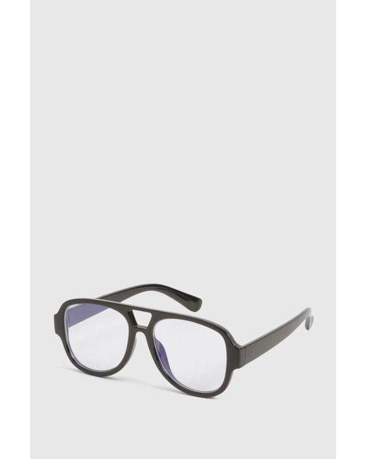 Boohoo White Oversized Retro Aviator Light Glasses