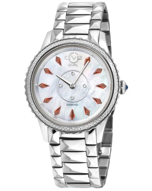 Gv2 Gray Siena Swiss Quartz Mop Dial 316L Stainless Steel Diamond Watch