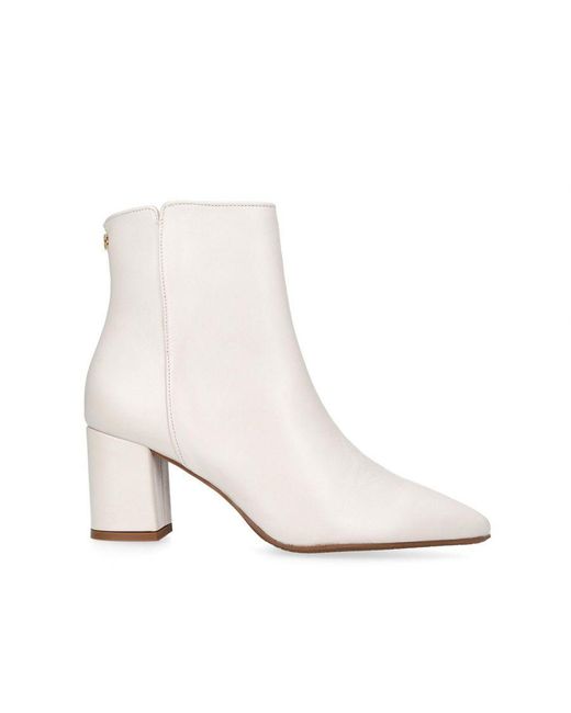 Carvela Kurt Geiger White Melody Brand-embossed Leather Heeled Ankle Boots