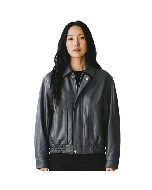 Infinity Leather Black Biker Blouson Bomber Oversized Jacket