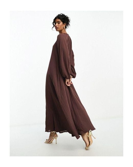asos design double cloth trapeze maxi dress ASOS Double Cloth Trapeze Maxi Dress in Brown