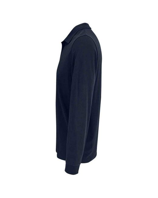 Sol's Blue Adult Prime Pique Long-Sleeved Polo Shirt (French)