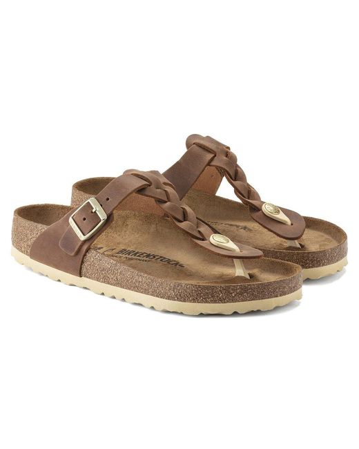 Birkenstock Brown Gizeh Braided Natural Oiled Leather Sandals