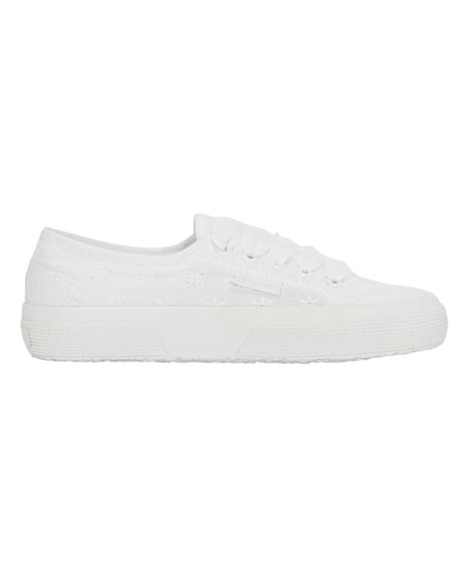 Superga White Ladies 2750 Sangallo Flower Trainers (Total)