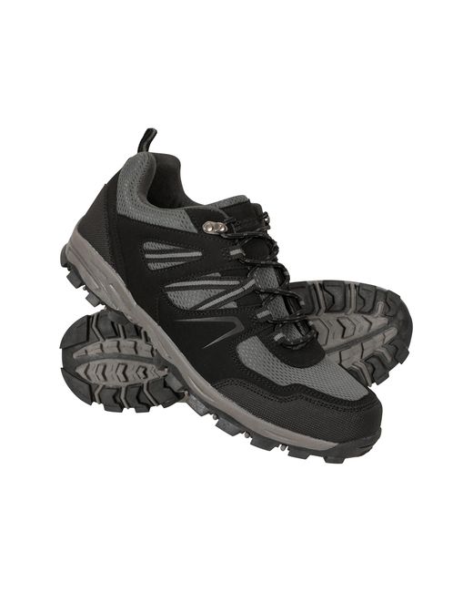 Mountain Warehouse Black 'Mcleod' Hiking Shoes Wide Fit Cushioned Breathable Lightweight Lace Up for men