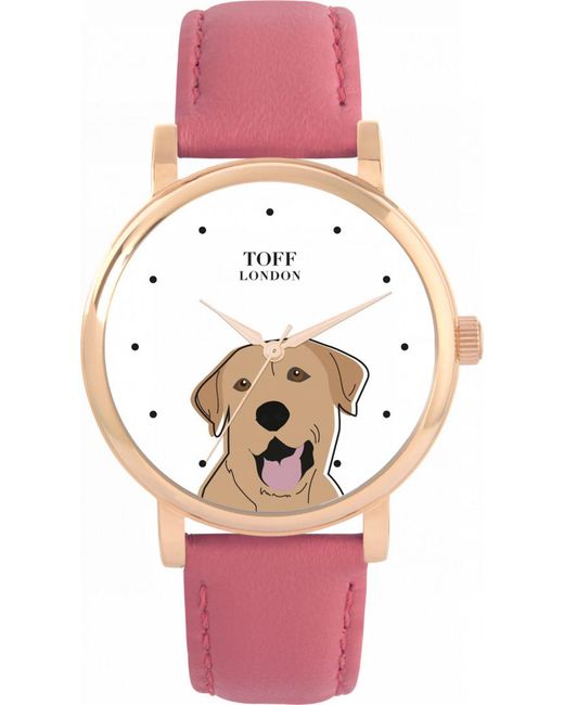 Toff London Pink Tlws-20704 Ladies Labrador Retriever Dog Head Watch