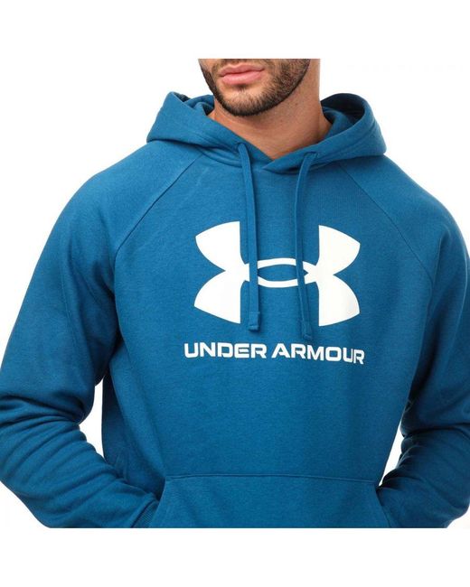 Under Armour Blue Fleece Logo Hoodie for men