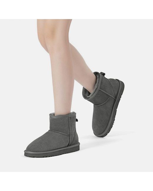 EverAu Australia Gray Ever Au Ostrich Leather Short Boots