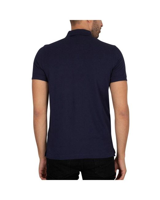 Gant Blue Short Sleeve Cotton Polo Shirt for men