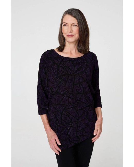 Izabel London Blue Sparkly Knit Batwing Sleeve Tunic Top