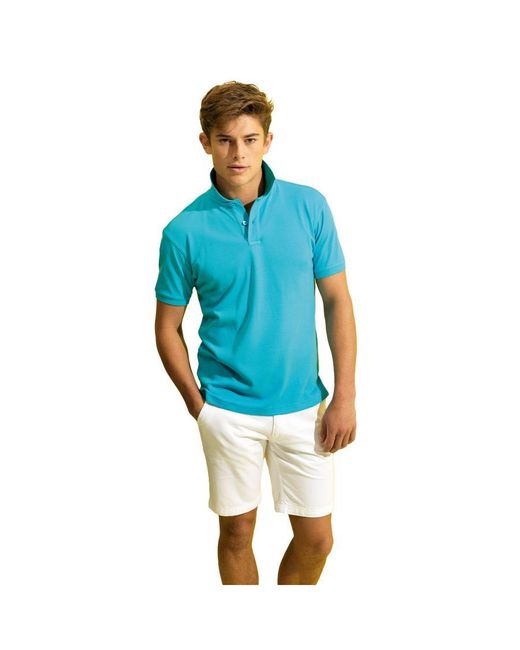 Asquith & Fox Blue Super Smooth Knit Polo Shirt for men