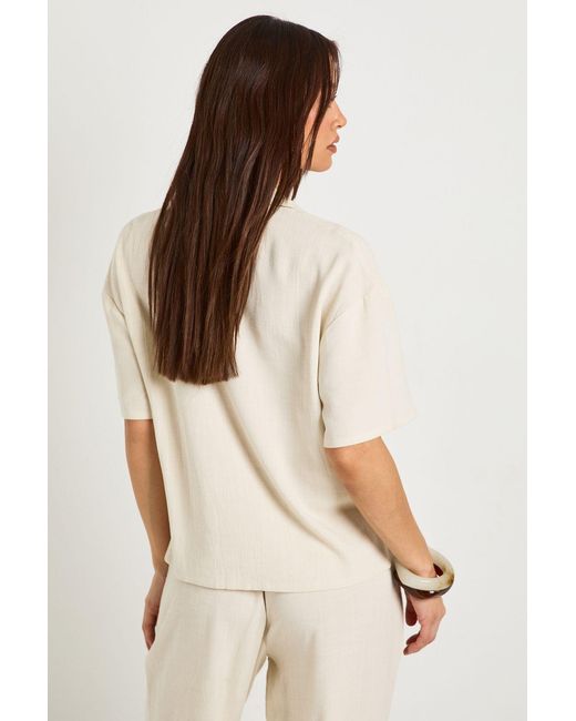 Boohoo Natural Tall Premium Linen Short Sleeve Shirt