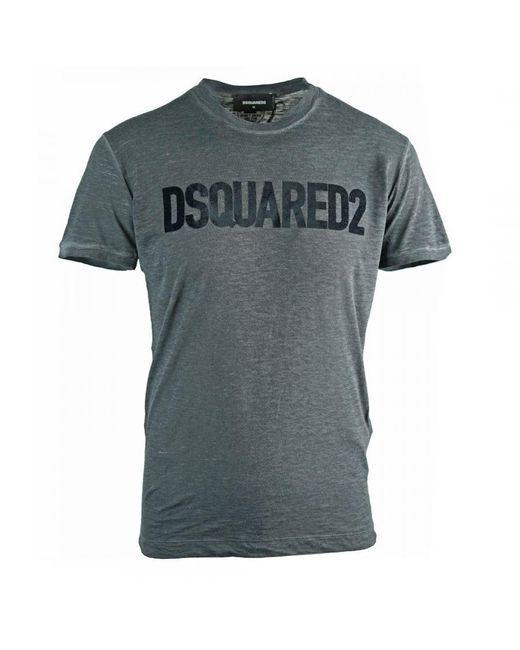 DSquared² Grijs Fluwelen T-shirt Met Logo in het Gray voor heren