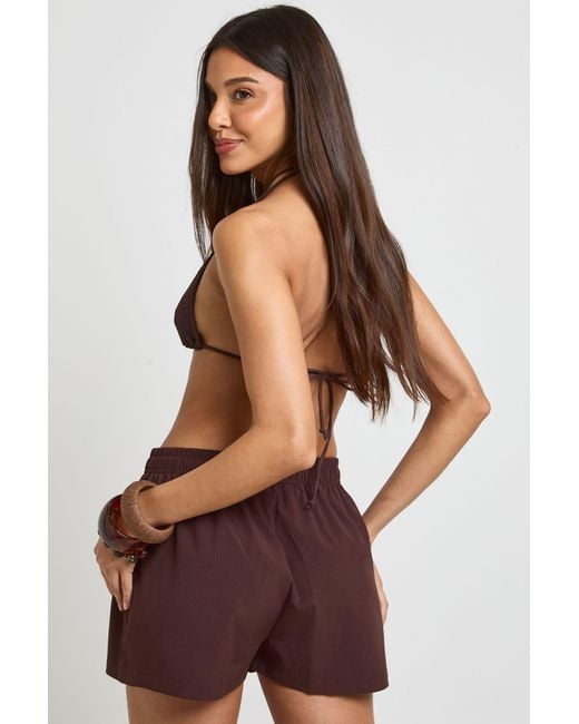 Boohoo Brown Essentials Textured Beach Shorts