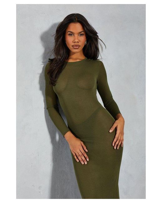 MissPap Green Sheer Knitted Maxi Dress