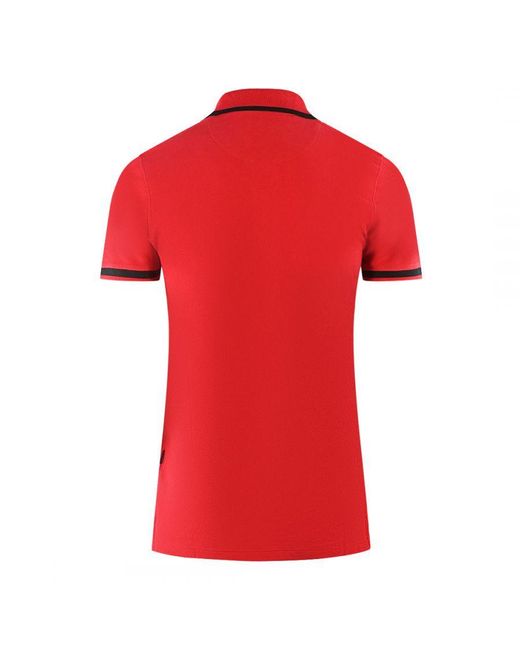 Aquascutum Red London Union Jack Polo Shirt Cotton for men
