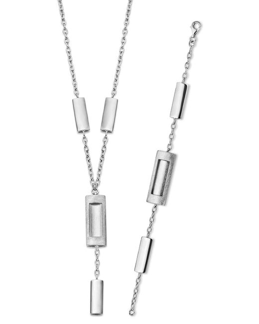 Orphelia White 925 Sterling Set: Chain + Bracelet
