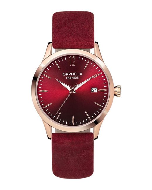 Orphelia Red Fashion Suede Watch Of714821 Leather (Archived)