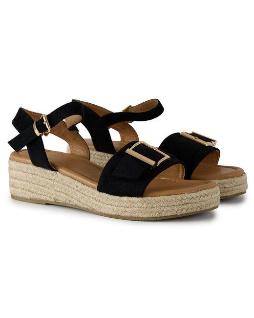 V.Gan Black August Espadrille Wedge Sandals