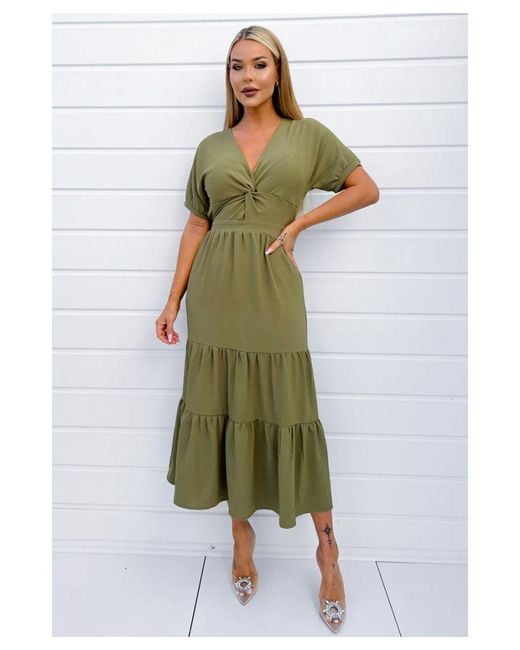 AX Paris Metallic Twist Front Maxi Smock Dress