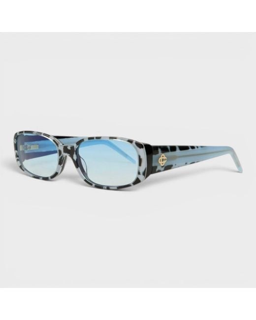 Casablanca Blue Oval Stripe Acetate Sunglasses