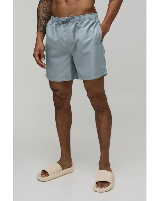 BoohooMAN Blue Mid Length Swim Short for men