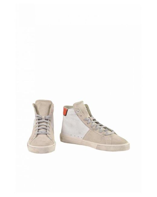 DIESEL White Lace-Up Leather Sneakers for men