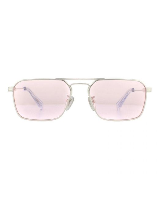 Police Pink Rectangle Shiny Palladium Sunglasses for men