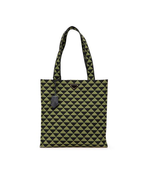Prada Green Geometric Patterned Tote