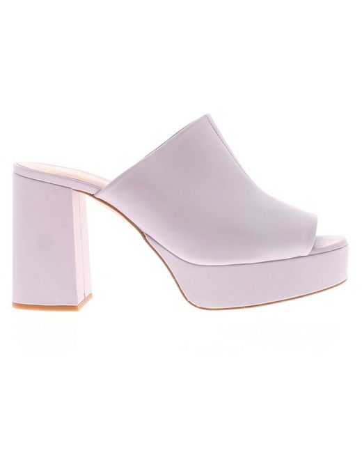 Ted Baker Purple Heels Deltino Leather Mules Peep Toe Block Heel Leather (Archived)