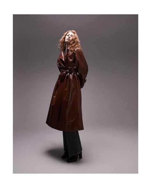 TOPSHOP Brown Longline Trench