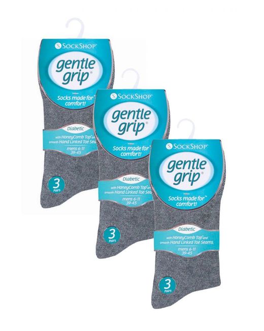 Gentle Grip Black 9 Pairs Non Elastic Cotton Soft Loose Top Socks for men