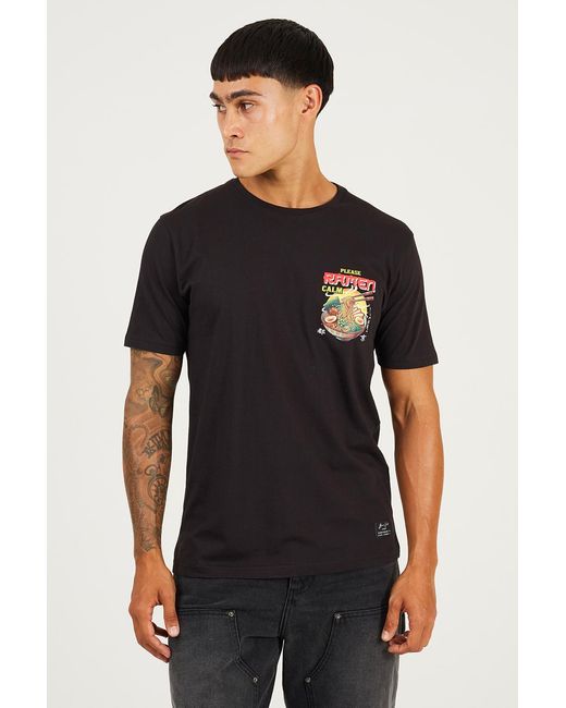 Brave Soul Black Cotton Jersey Graphic T-Shirt for men