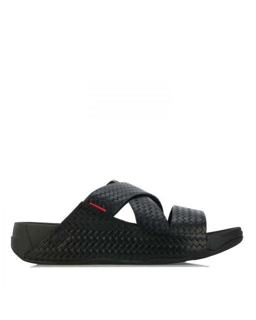 Fitflop Fit Flop Chi Slide In Woven Leather Sandals in Black for Men