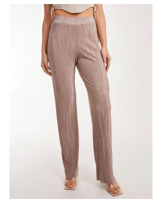 Pink Vanilla White Plisse Flared Trousers