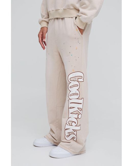 BoohooMAN Gray Flared Heavyweight Coolkicks Joggers for men