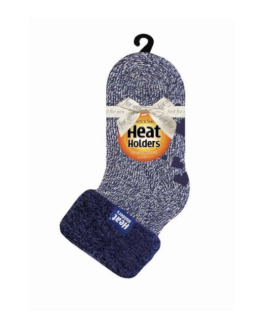 Heat Holders Blue Ladies Non Slip Thermal Low Cut Ankle Slipper Bed Socks With Grips