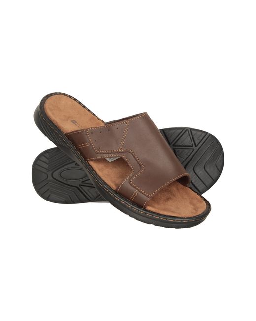 Mountain Warehouse Brown Casual Comfort Sandals Faux Leather Slip On Beach Shoes for men