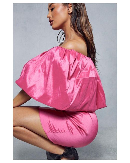 MissPap Pink Premium Extreme Ruffle Shoulder Dress
