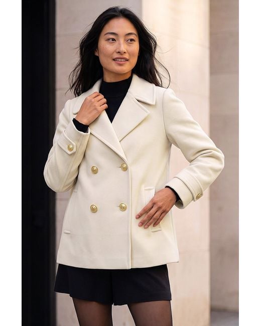 Roman Natural Petite Collar Double Breasted Coat