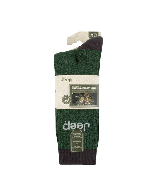 Jeep Green 4 Pack Recycled Cotton Boot Socks for men