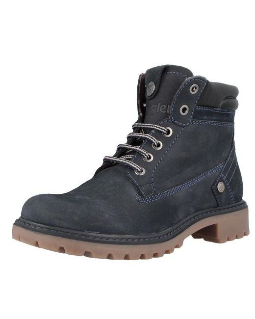 Wrangler Black Creek Leather Navy Lace Up Boots