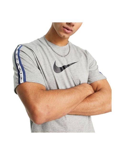 Nike Gray Repeat Crew Neck T-Shirt for men