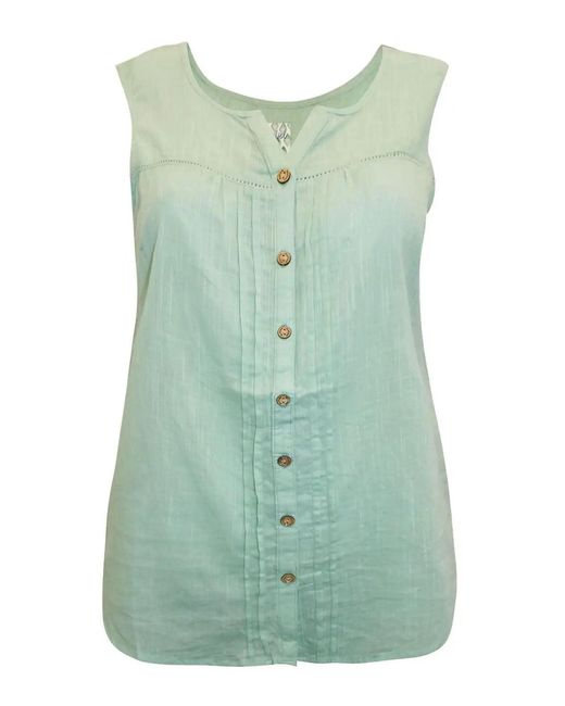 Mantaray Green Sleeveless Light Cotton Blouse