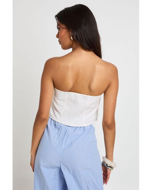 Boohoo White Linen Look Bandeau Scarf Top