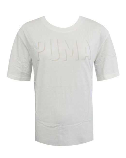 PUMA Gray Fusion Elongated T-Shirt Cotton