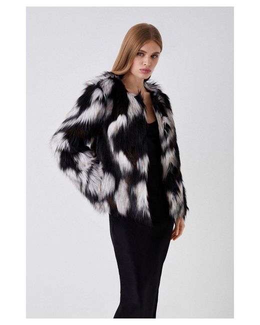 Coast Black Faux Fur Mono Short Coat