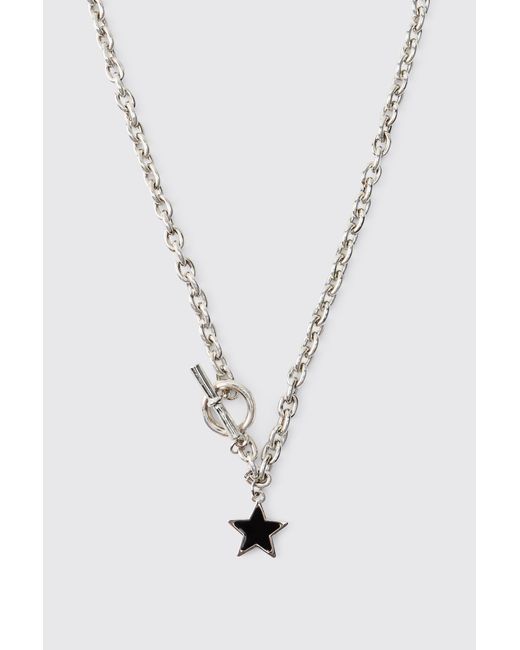 BoohooMAN Blue Star Necklace Iron for men