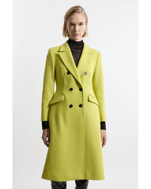 Manteco Wool Blend Green Wool Trench Coat Womens Dark Green Wool