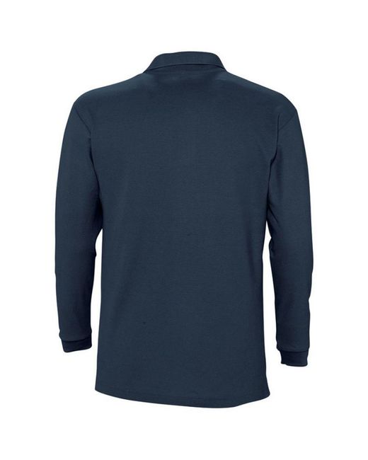 Sol's Blue Winter Ii Long Sleeve Pique Cotton Polo Shirt for men